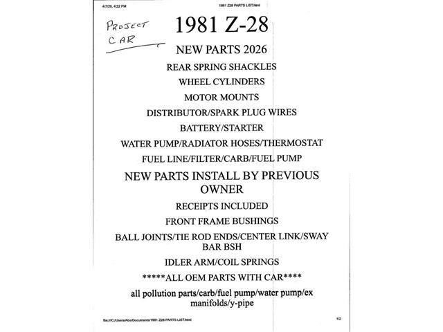 1981 Chevrolet Camaro (CC-2068424) for sale in Mankato, Minnesota