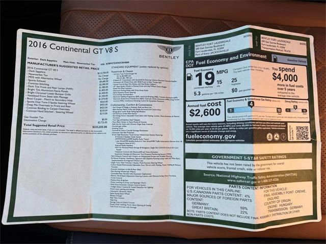 2016 Bentley Continental (CC-2068629) for sale in Pompano Beach, Florida