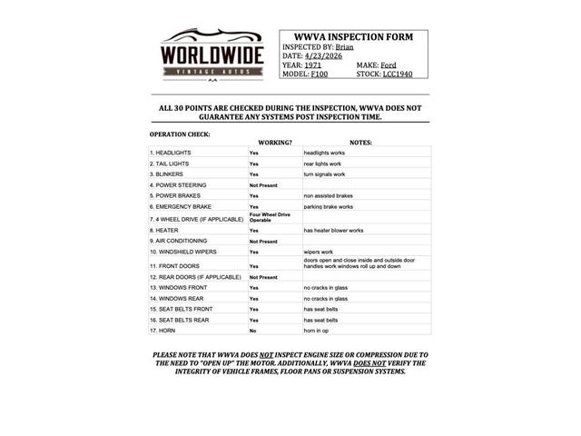 1971 Ford F100 (CC-2068723) for sale in Denver , Colorado