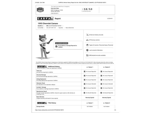 1995 Chevrolet Camaro RS (CC-2068856) for sale in Ramsey, Minnesota