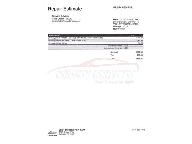 2015 Chevrolet Corvette (CC-2071398) for sale in West Chester, Pennsylvania