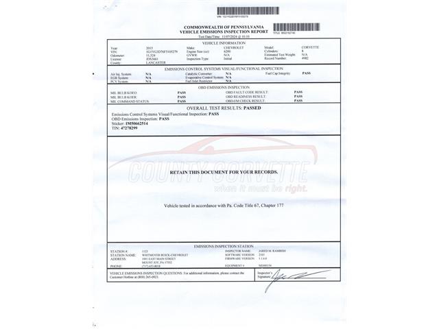 2015 Chevrolet Corvette (CC-2071398) for sale in West Chester, Pennsylvania
