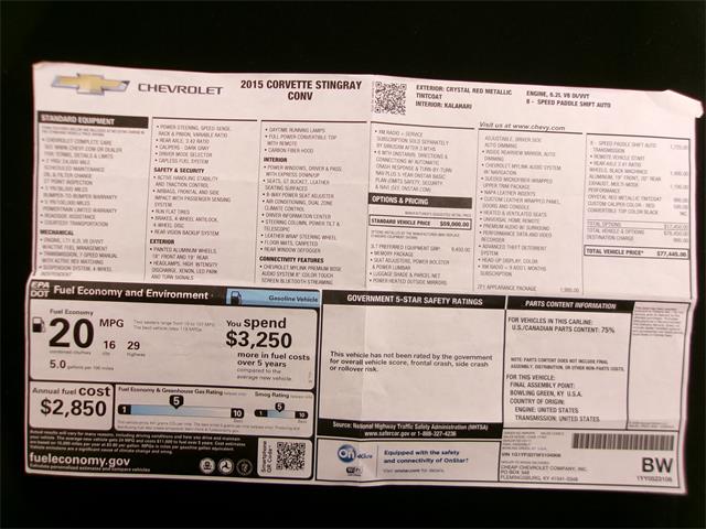 2015 Chevrolet Corvette Stingray (CC-2072206) for sale in Palmer, Massachusetts