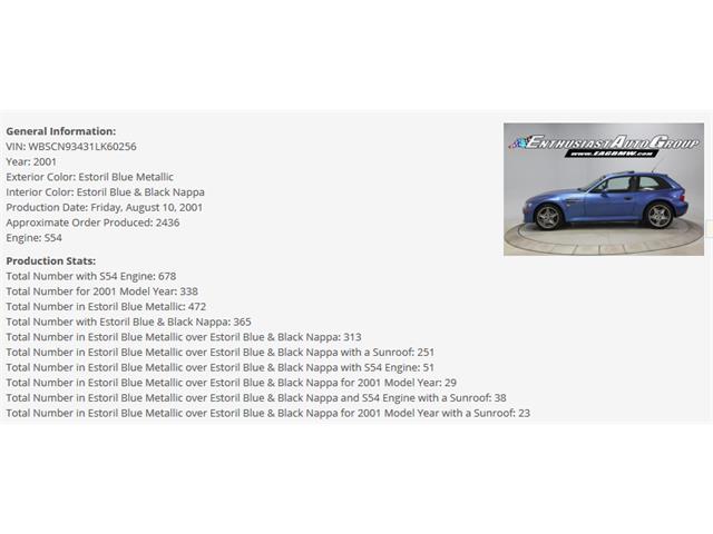 2001 BMW M Coupe (CC-2074975) for sale in Elizabethtown, Pennsylvania