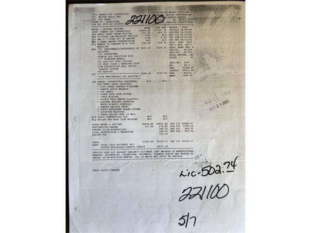 2002 Chevrolet Camaro (CC-2076300) for sale in Orrville, Ohio
