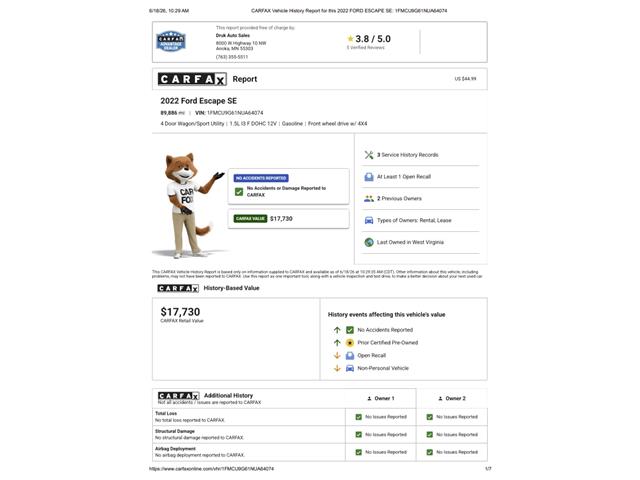 2022 Ford Escape (CC-2083575) for sale in Ramsey, Minnesota