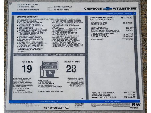 2003 Chevrolet Corvette (CC-2083720) for sale in Warner Robins, Georgia
