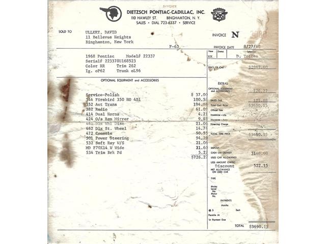 1968 Pontiac Firebird (CC-2084199) for sale in Alsip, Illinois