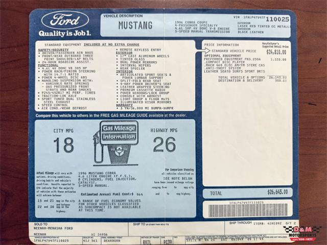 1996 Ford Mustang SVT Cobra (CC-2086135) for sale in Glen Ellyn, Illinois
