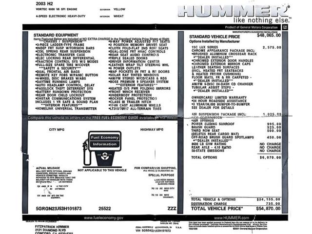 2003 Hummer H2 (CC-2088784) for sale in Concord, California