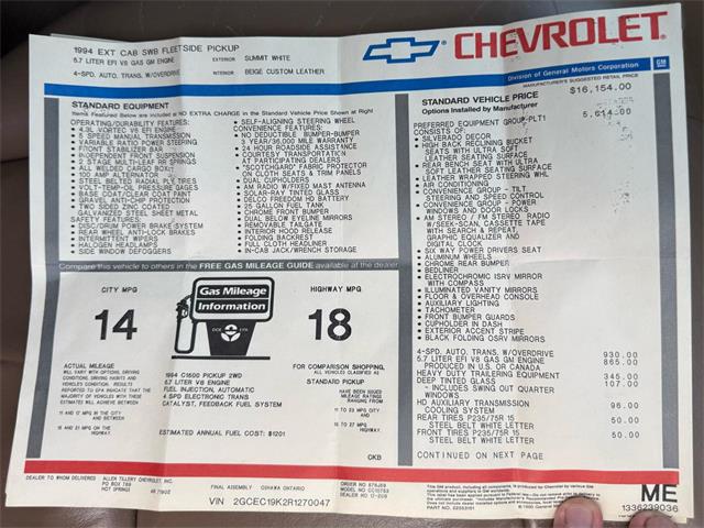 1994 Chevrolet C/K 1500 (CC-2091865) for sale in Wilson, Oklahoma