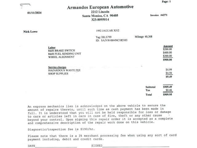 1992 Jaguar XJS (CC-2091995) for sale in Beverly Hills, California
