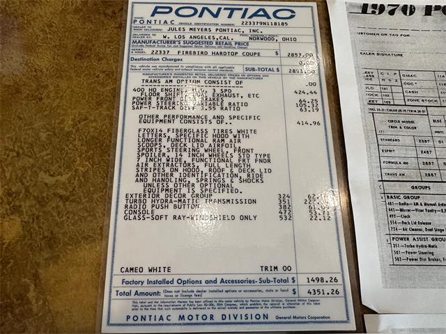 1970 Pontiac Firebird Trans Am (CC-2095026) for sale in Scottsdale, Arizona
