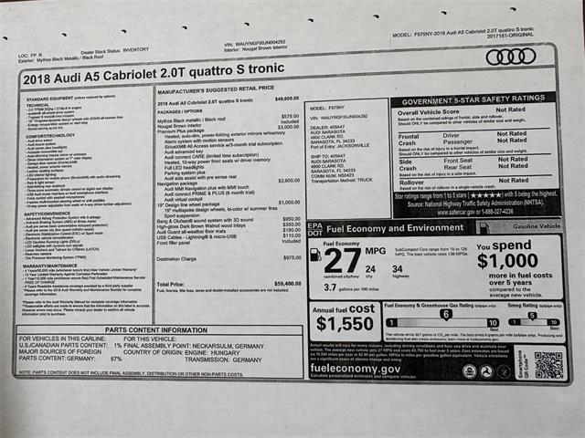 2018 Audi A5 (CC-2095339) for sale in Addison, Illinois