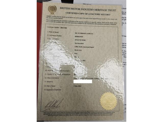 1954 MG TF (CC-2095817) for sale in Grass Valley, California
