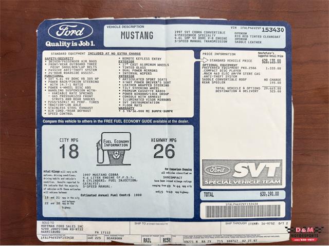 1997 Ford Mustang SVT Cobra (CC-2097674) for sale in Glen Ellyn, Illinois