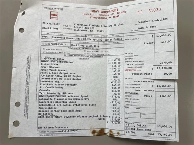 1986 Chevrolet Monte Carlo (CC-2098134) for sale in Hilton, New York