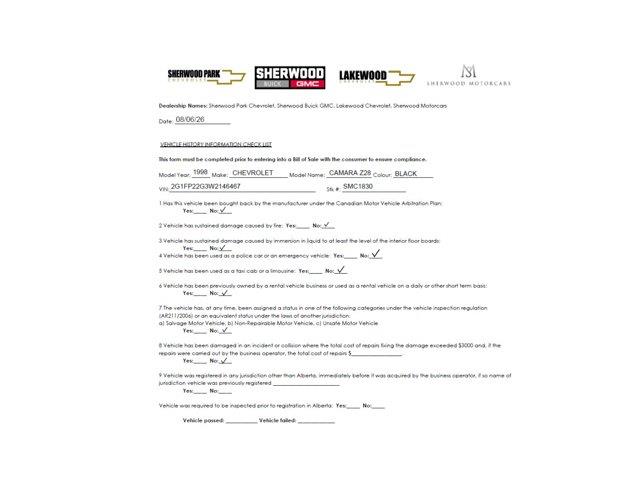 1998 Chevrolet Camaro (CC-2098351) for sale in Sherwood Park, Alberta