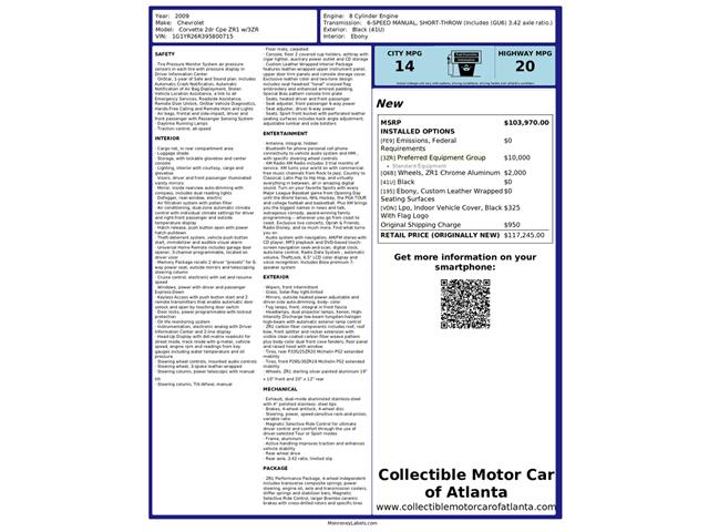 2009 Chevrolet Corvette ZR1 (CC-2098657) for sale in Marietta, Georgia