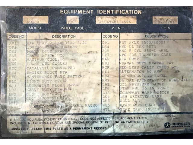 1980 Dodge Ramcharger (CC-2099710) for sale in Burlington, Washington