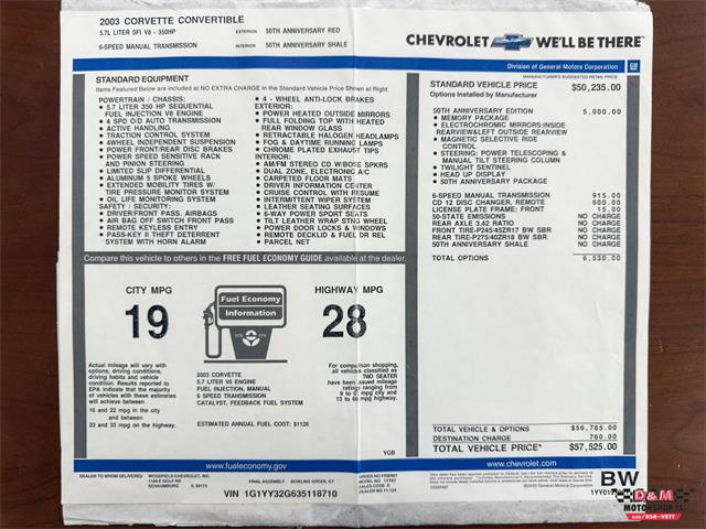 2003 Chevrolet Corvette (CC-2101278) for sale in Glen Ellyn, Illinois