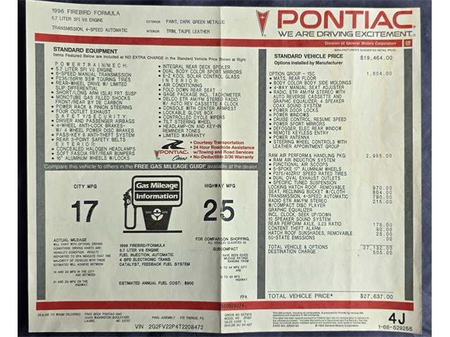 1996 Pontiac Firebird Formula (CC-2101856) for sale in Centreville, Maryland