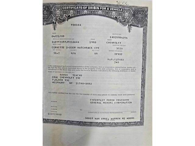 1988 Chevrolet Corvette (CC-2102096) for sale in Hilton, New York