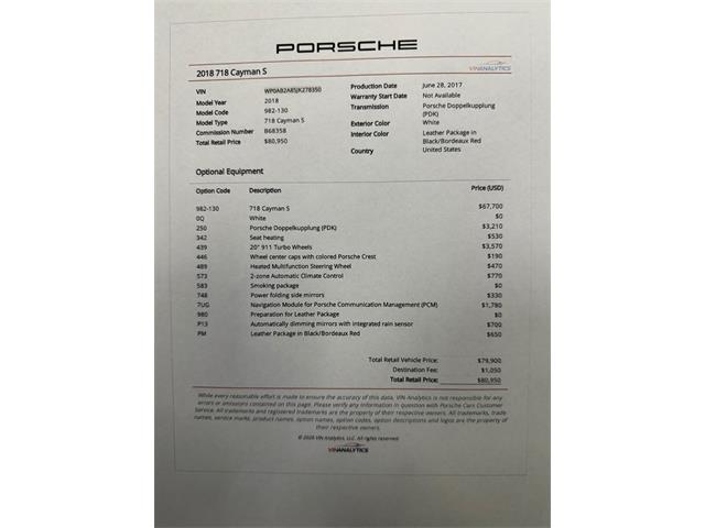 2018 Porsche 718 Cayman (CC-2103278) for sale in Farmingdale, New York