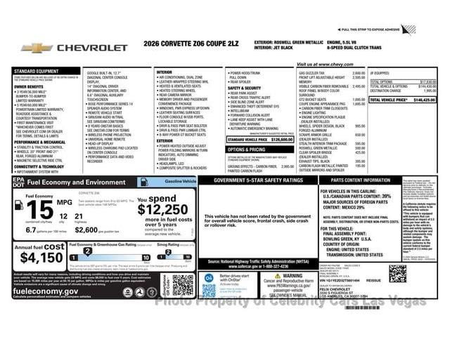 2026 Chevrolet Corvette (CC-2104235) for sale in Las Vegas, Nevada