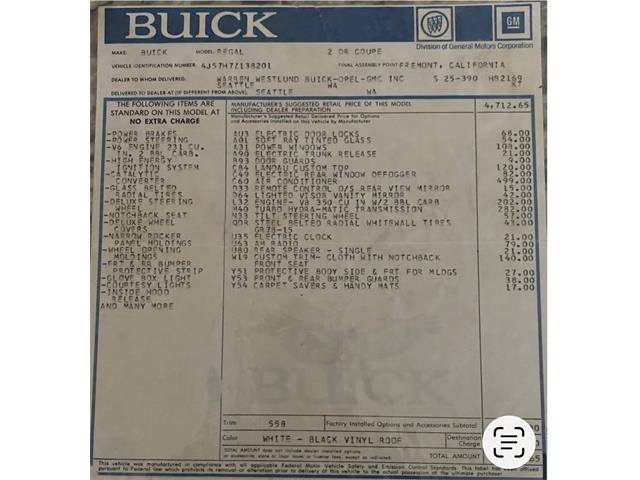 1977 Buick Regal (CC-2105205) for sale in Gainesville , Virginia