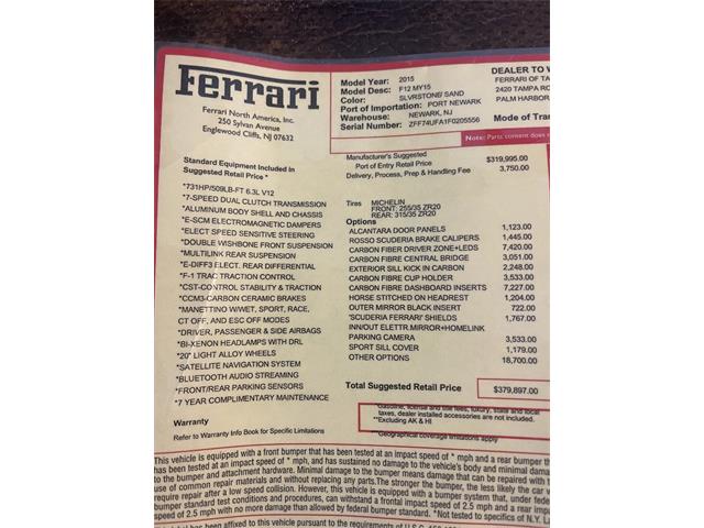 2015 Ferrari F12berlinetta (CC-2105854) for sale in Saratoga Springs, New York