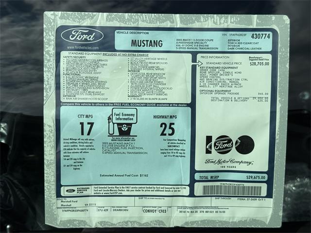 2003 Ford Mustang Mach 1 (CC-2107822) for sale in Marshall, Virginia
