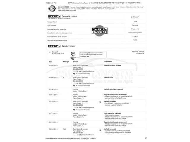 2015 Chevrolet Corvette (CC-2108587) for sale in West Chester, Pennsylvania