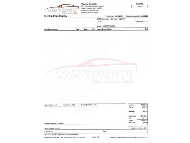 1966 Chevrolet Corvette (CC-2108942) for sale in West Chester, Pennsylvania