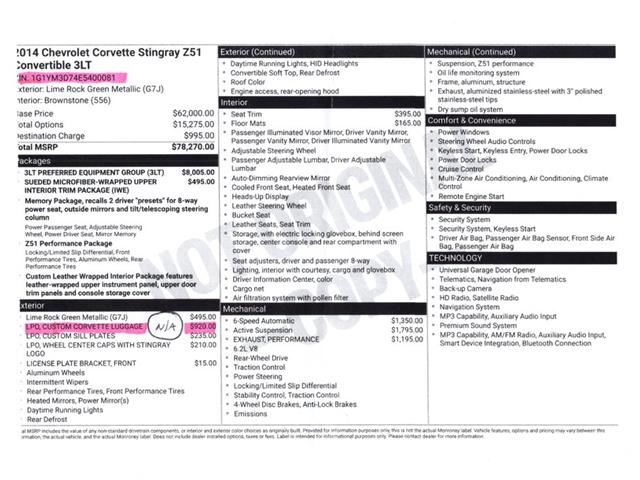 2014 Chevrolet Corvette (CC-2115847) for sale in West Chester, Pennsylvania