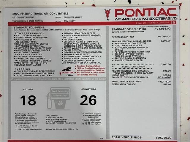 2002 Pontiac Firebird (CC-2116054) for sale in Greensboro, North Carolina
