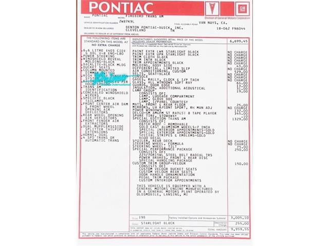 1979 Pontiac Trans Am Comp T/A (CC-2116405) for sale in Lakeland, Florida