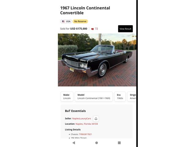 1967 Lincoln Continental (CC-2116506) for sale in Dekalb, Illinois