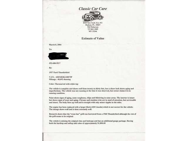 1957 Ford Thunderbird (CC-2121231) for sale in Grass Valley, California