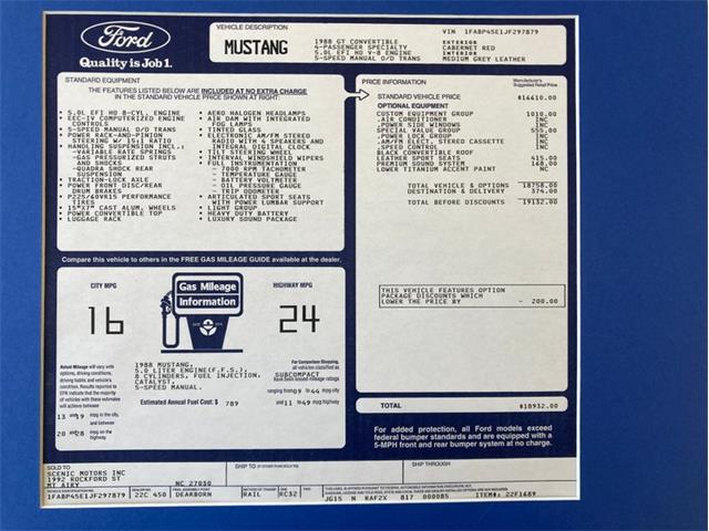 1988 Ford Mustang (CC-2121316) for sale in Greensboro, North Carolina