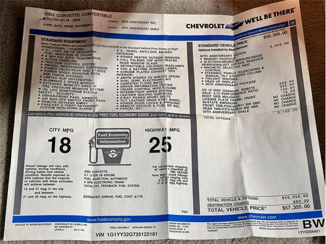 2003 Chevrolet Corvette (CC-2120297) for sale in Depew, New York