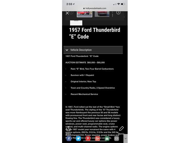 1957 Ford Thunderbird (CC-701140) for sale in Odebolt, Iowa