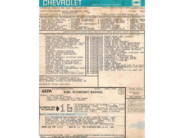 1982 Chevrolet Camaro (CC-881750) for sale in Boalsburg, Pennsylvania