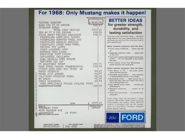 1968 Ford Mustang California Special (CC-912893) for sale in Scotts Valley, California