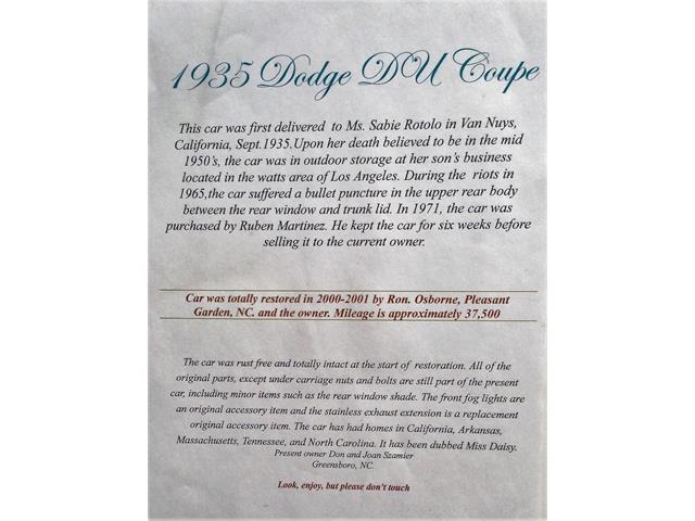 1935 Dodge Brothers DU Coupe (CC-933229) for sale in Greensboro, North Carolina