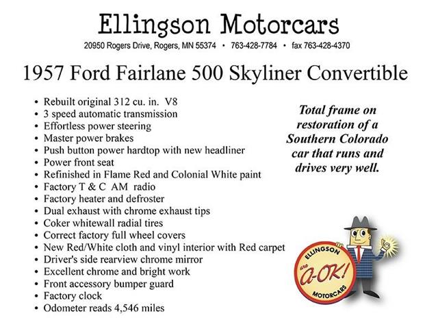 1957 Ford Fairlane 500 Skyliner Retracta (CC-939539) for sale in Rogers, Minnesota
