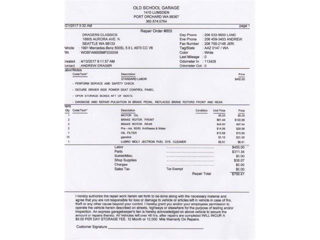 1991 Mercedes-Benz SL500 (CC-978166) for sale in Seattle, Washington